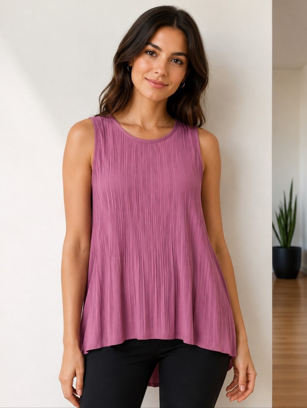 🎉SALE Catherine Malandrino Lilac Sleeveless Pleated Accordion Top